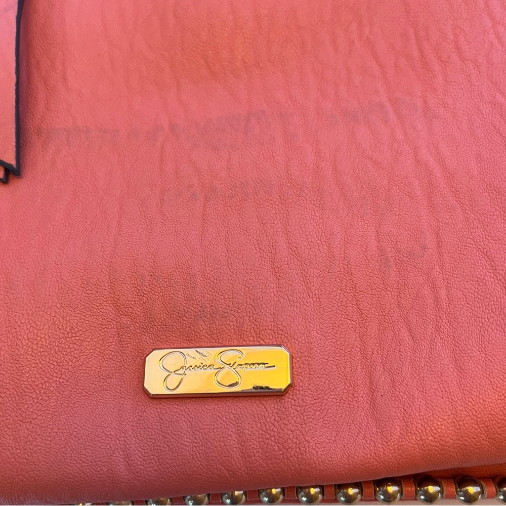 Jessica Simpson Pink Leather Bag with Gold Accents